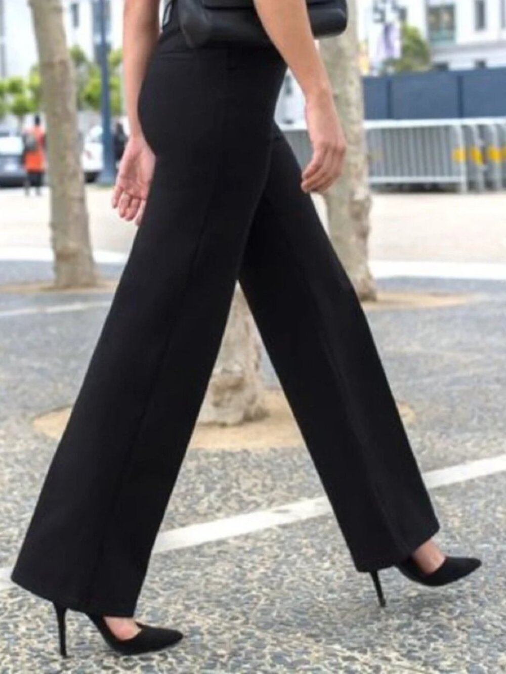 New Betabrand Black Column Fit Wide Leg Dress Pant Yoga Pants Large Petite